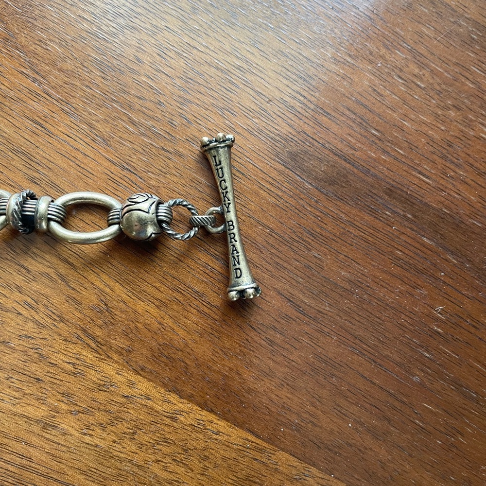 Lucky Brand Gold Tone Link Charm Toggle Bracelet - Picture 3 of 4